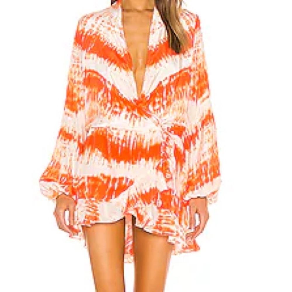Rococo Sand Orange and White Tye Dye Mini Dress NWT